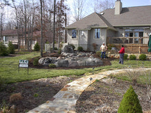 Load image into Gallery viewer, waterfeature retainer wall patio outdoor kitchen New construction Low Voltage Lighting Landscaping Landscapes Irrigation Hardscaping Glade fireplace firepit faux rock Fairfield curb Cumberland county Crossville Landscaping Crossville concrete