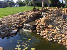 Load image into Gallery viewer, waterfeature retainer wall patio outdoor kitchen New construction Low Voltage Lighting Landscaping Landscapes Irrigation Hardscaping Glade fireplace firepit faux rock Fairfield curb Cumberland county Crossville Landscaping Crossville concrete